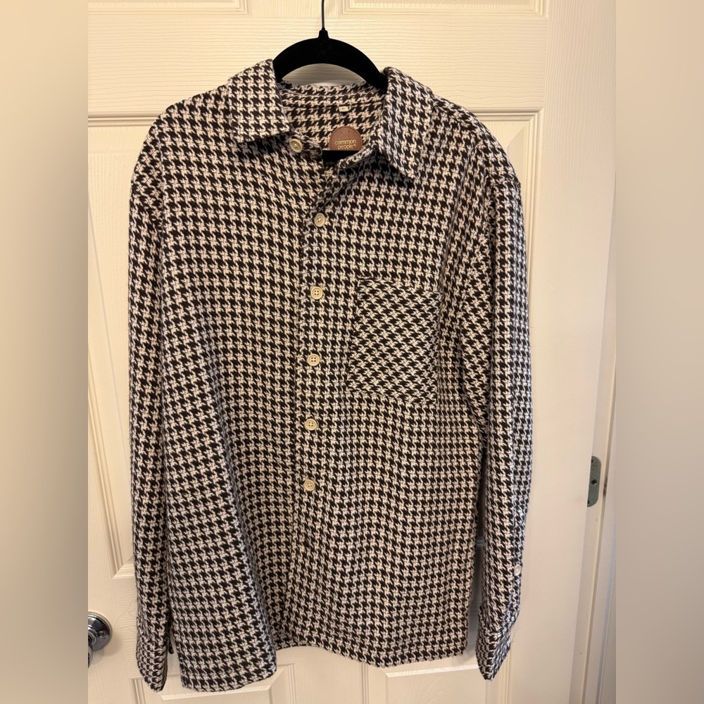 Croft & Barrow Brown and Tan Houndstooth Shirt (M)